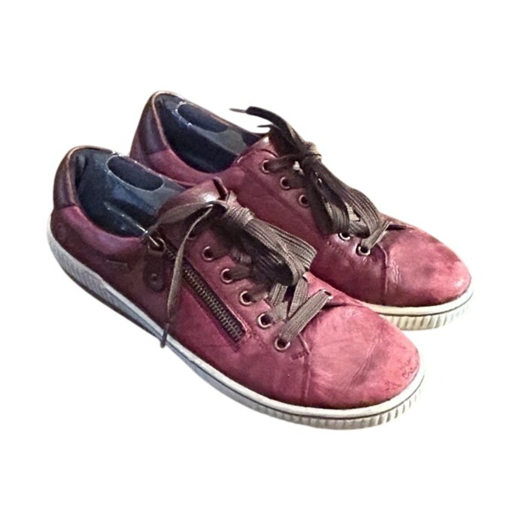 Remonte Maditta Soft Leather Sneakers 42 Burgundy Side Zip Low Top Euro Comfort